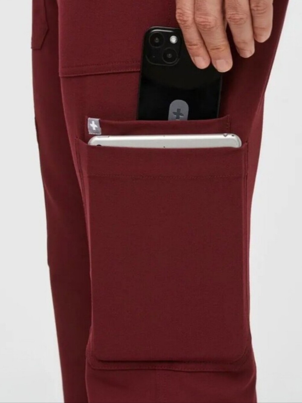 Figs Set Burgundy Mens Leon Scrub Top & Cairo Straught Leg Scrub Pant Size Med - Picture 12 of 16